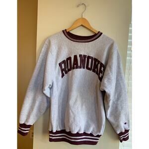 Vintage 90s Roanoke College Champion Reverse Weave Ringer Crewneck Sweatshirt